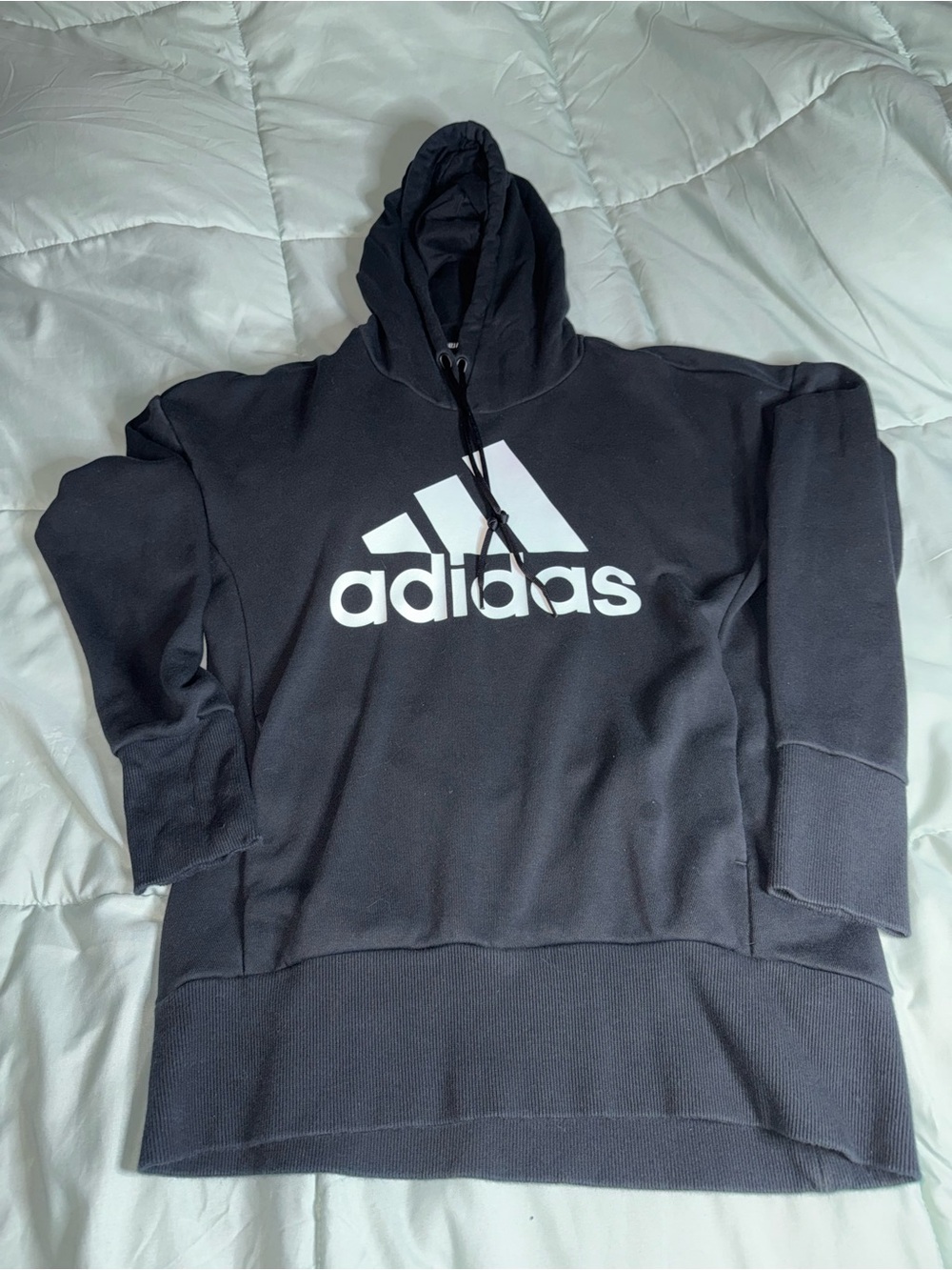adidas Black Hoodie with White Trefoil Logo